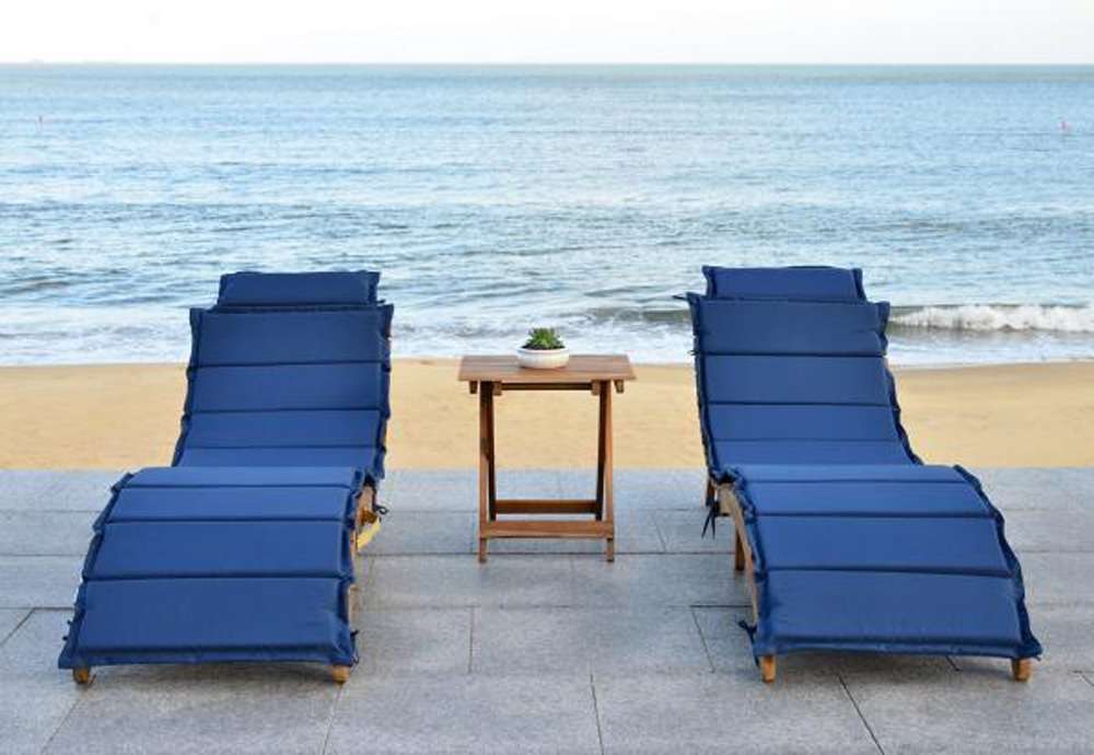 Safavieh - Pacifica 3 Piece Lounge Set - Natural - Navy - PAT7020C veiw 1