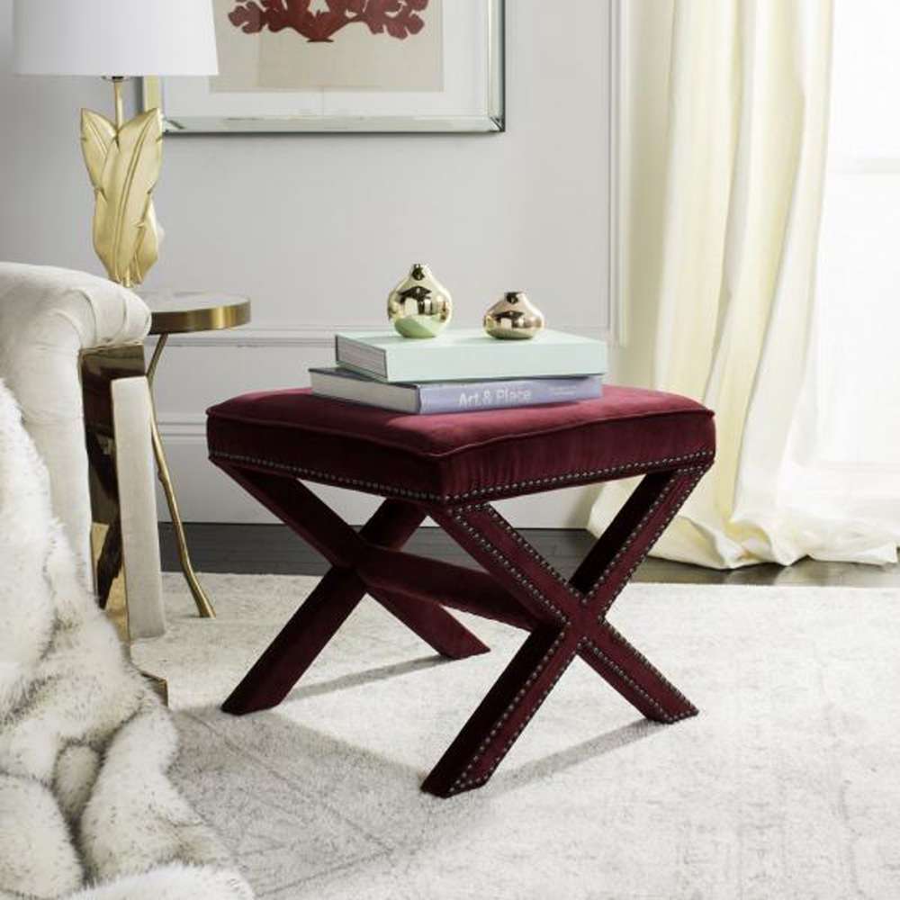 Safavieh - Palmer Ottoman - Red Velvet - MCR4589X veiw 2