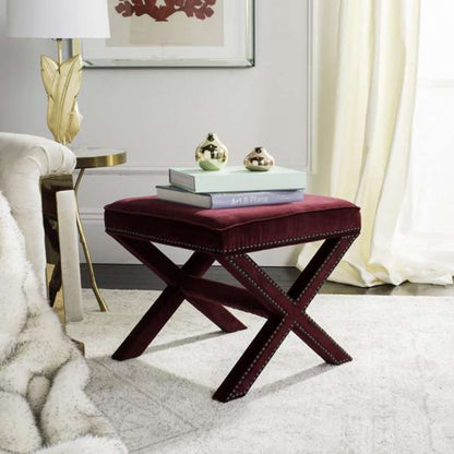 Safavieh - Palmer Ottoman - Red Velvet - MCR4589X veiw 2