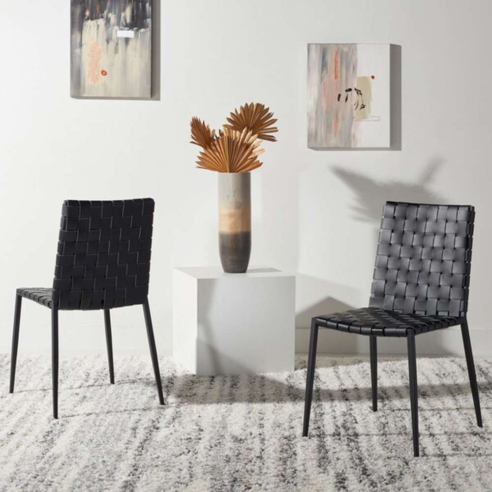 Safavieh - Rayne Woven Dining Chair - Black  (Set of 2) - DCH3006F-SET2 veiw 2