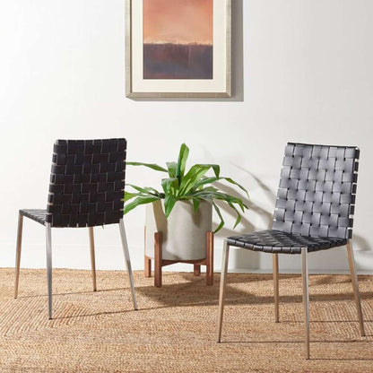 Safavieh - Rayne Woven Dining Chair - Black - Silver  (Set of 2) - DCH3006E-SET2 veiw 2