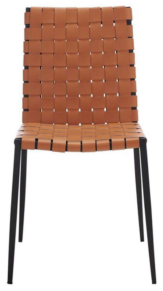 Safavieh - Rayne Woven Dining Chair - Cognac - Black  (Set of 2) - DCH3006B-SET2 veiw 1