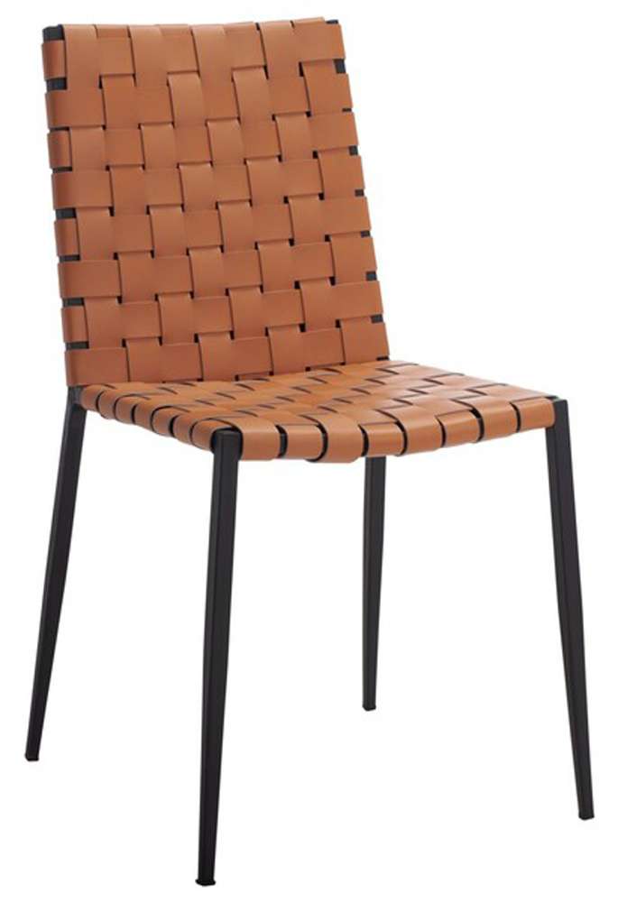 Safavieh - Rayne Woven Dining Chair - Cognac - Black  (Set of 2) - DCH3006B-SET2 veiw 3
