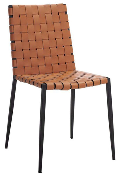 Safavieh - Rayne Woven Dining Chair - Cognac - Black  (Set of 2) - DCH3006B-SET2 veiw 3