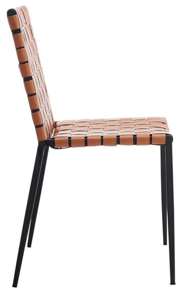 Safavieh - Rayne Woven Dining Chair - Cognac - Black  (Set of 2) - DCH3006B-SET2 veiw 4