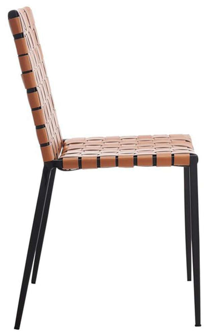 Safavieh - Rayne Woven Dining Chair - Cognac - Black  (Set of 2) - DCH3006B-SET2 veiw 4