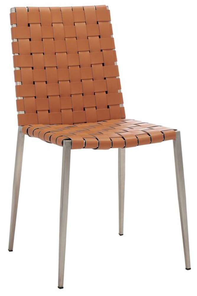 Safavieh - Rayne Woven Dining Chair - Cognac - Silver  (Set of 2) - DCH3006A-SET2 veiw 3