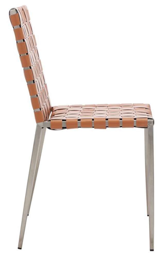 Safavieh - Rayne Woven Dining Chair - Cognac - Silver  (Set of 2) - DCH3006A-SET2 veiw 4