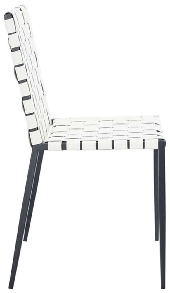 Safavieh - Rayne Woven Dining Chair - White - Black  (Set of 2) - DCH3006D-SET2 veiw 2