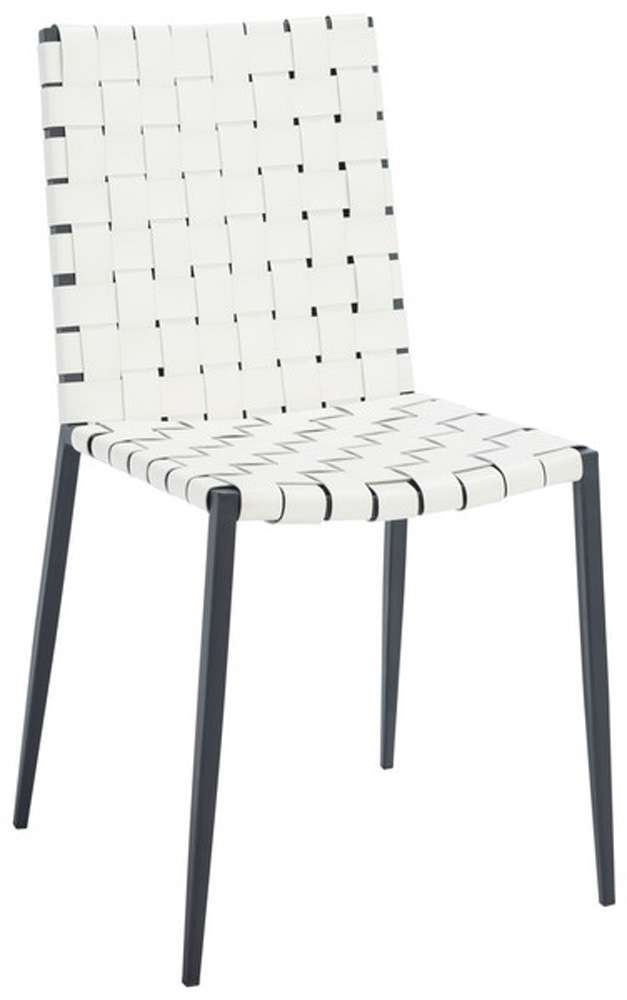 Safavieh - Rayne Woven Dining Chair - White - Black  (Set of 2) - DCH3006D-SET2 veiw 3
