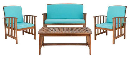 Safavieh - Rocklin 4 Pc Outdoor Set - Natural - Aqua - PAT7007Q veiw 1