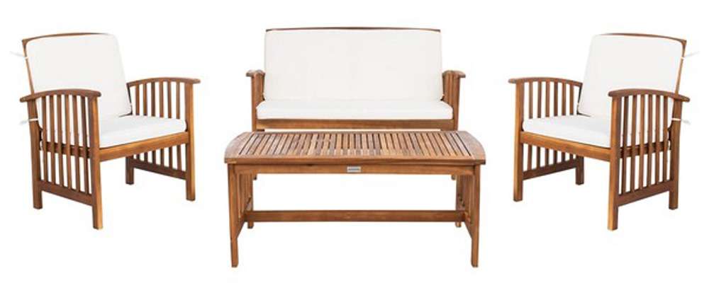 Safavieh - Rocklin 4 Pc Outdoor Set - Natural - Beige - PAT7007A veiw 1