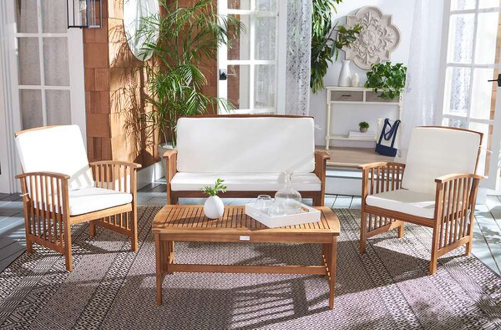 Safavieh - Rocklin 4 Pc Outdoor Set - Natural - Beige - PAT7007A veiw 2