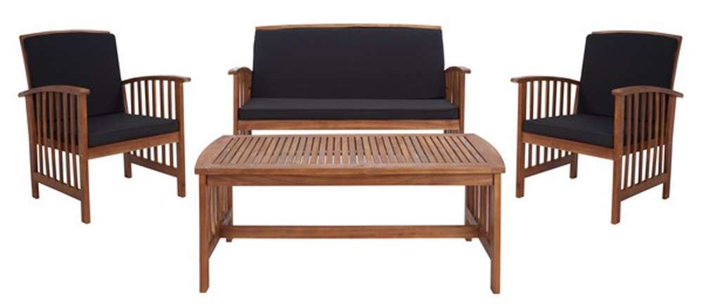 Safavieh - Rocklin 4 Pc Outdoor Set - Natural - Black - PAT7007X veiw 1