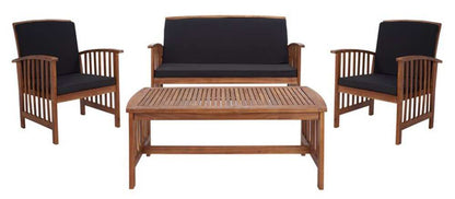 Safavieh - Rocklin 4 Pc Outdoor Set - Natural - Black - PAT7007X veiw 1