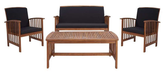 Safavieh - Rocklin 4 Pc Outdoor Set - Natural - Black - PAT7007X veiw 1