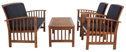 Safavieh - Rocklin 4 Pc Outdoor Set - Natural - Black - PAT7007X veiw 3