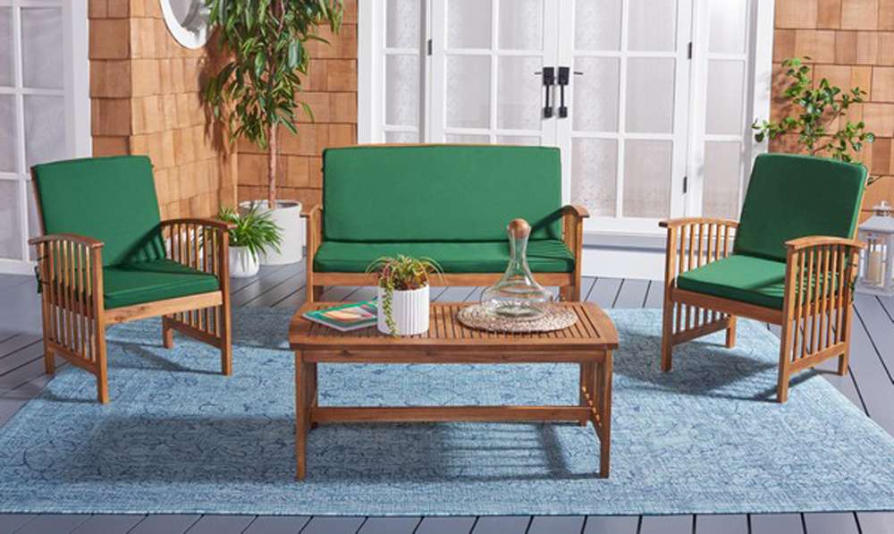 Safavieh - Rocklin 4 Pc Outdoor Set - Natural - Green - PAT7007N veiw 2