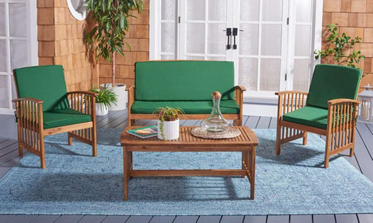 Safavieh - Rocklin 4 Pc Outdoor Set - Natural - Green - PAT7007N veiw 2
