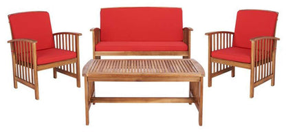 Safavieh - Rocklin 4 Pc Outdoor Set - Natural - Red - PAT7007R veiw 1