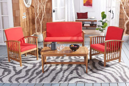 Safavieh - Rocklin 4 Pc Outdoor Set - Natural - Red - PAT7007R veiw 2