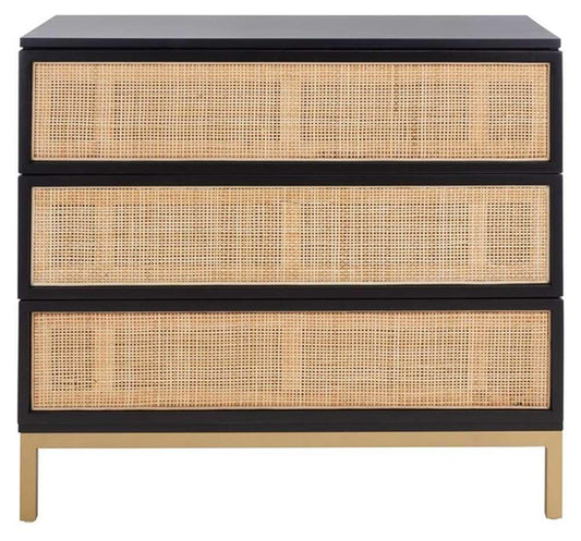 Safavieh - Zadie 3 Drawer Rattan Chest - Black - Gold - CHS5004A veiw 1