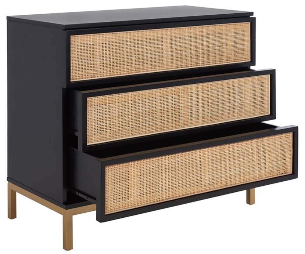 Safavieh - Zadie 3 Drawer Rattan Chest - Black - Gold - CHS5004A veiw 4