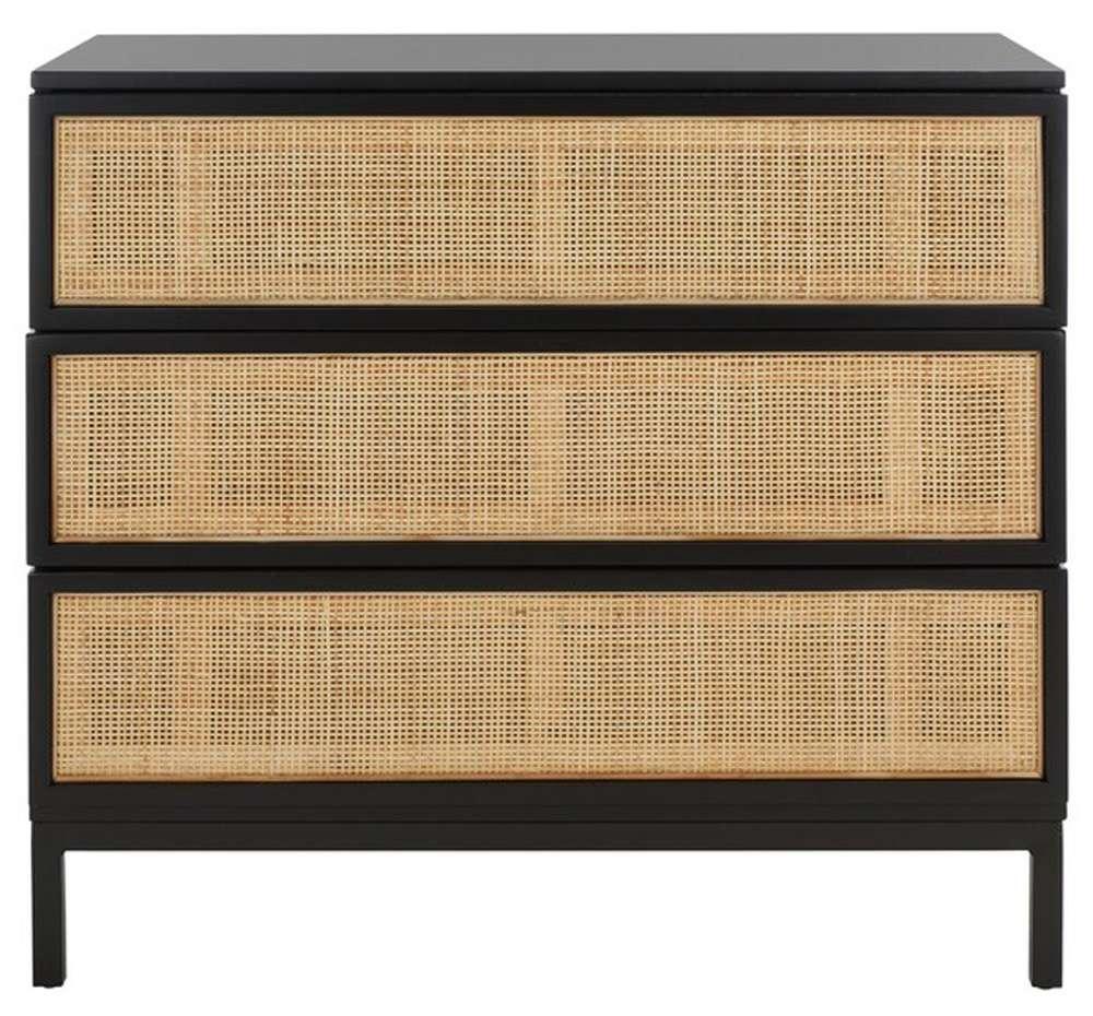 Safavieh - Zadie 3 Drawer Rattan Chest - Black - Natural - CHS5004D veiw 1