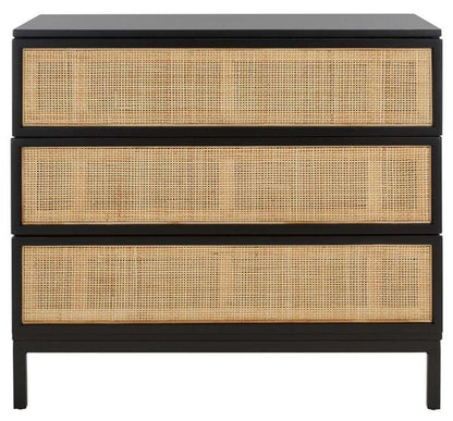 Safavieh - Zadie 3 Drawer Rattan Chest - Black - Natural - CHS5004D veiw 1