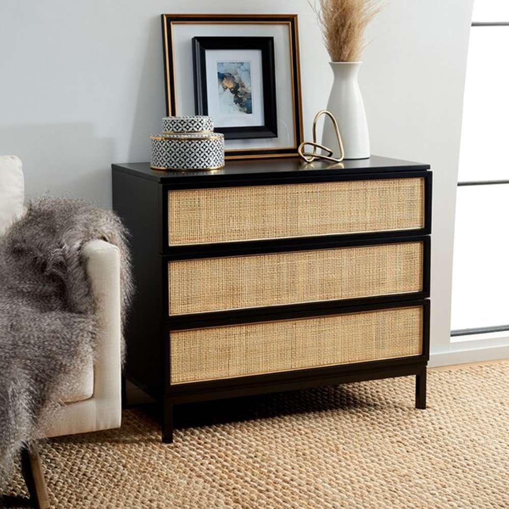 Safavieh - Zadie 3 Drawer Rattan Chest - Black - Natural - CHS5004D veiw 3