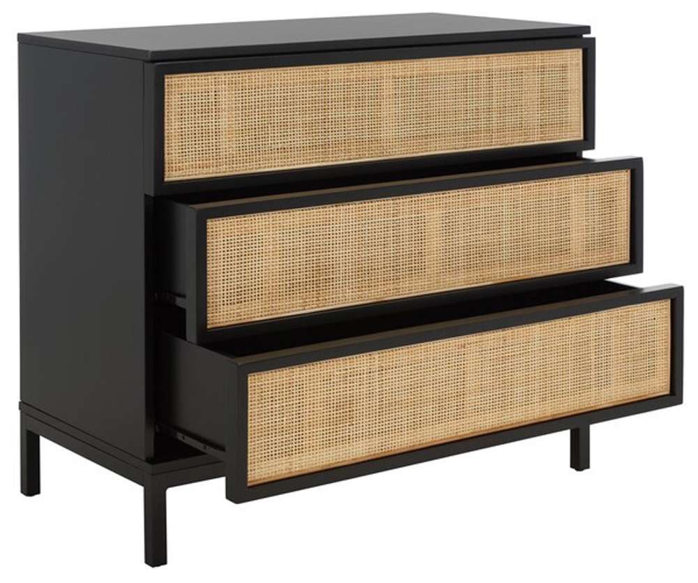 Safavieh - Zadie 3 Drawer Rattan Chest - Black - Natural - CHS5004D veiw 4