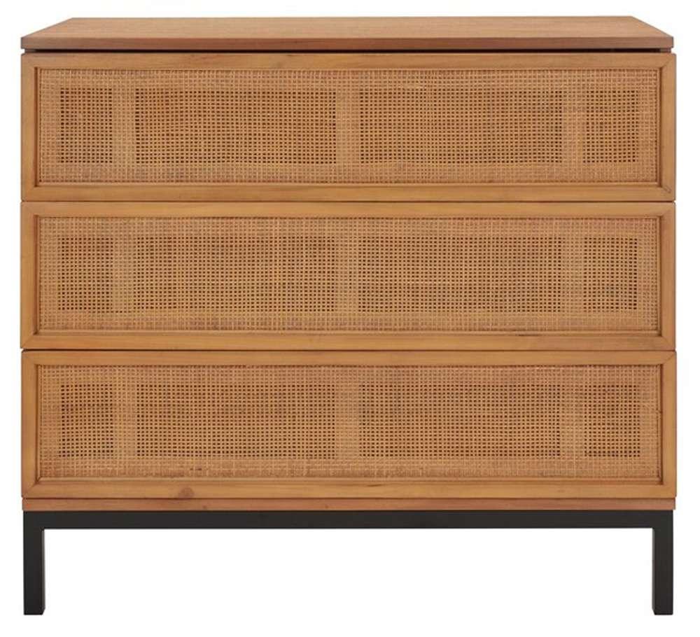 Safavieh - Zadie 3 Drawer Rattan Chest - Natural - Black - CHS5004C veiw 1