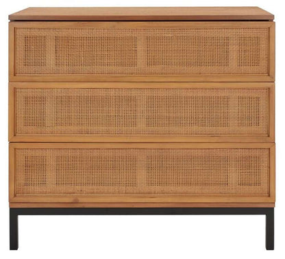 Safavieh - Zadie 3 Drawer Rattan Chest - Natural - Black - CHS5004C veiw 1