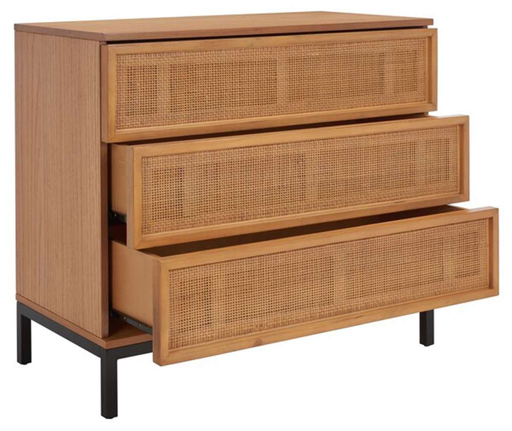 Safavieh - Zadie 3 Drawer Rattan Chest - Natural - Black - CHS5004C veiw 3