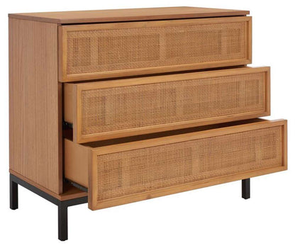 Safavieh - Zadie 3 Drawer Rattan Chest - Natural - Black - CHS5004C veiw 3