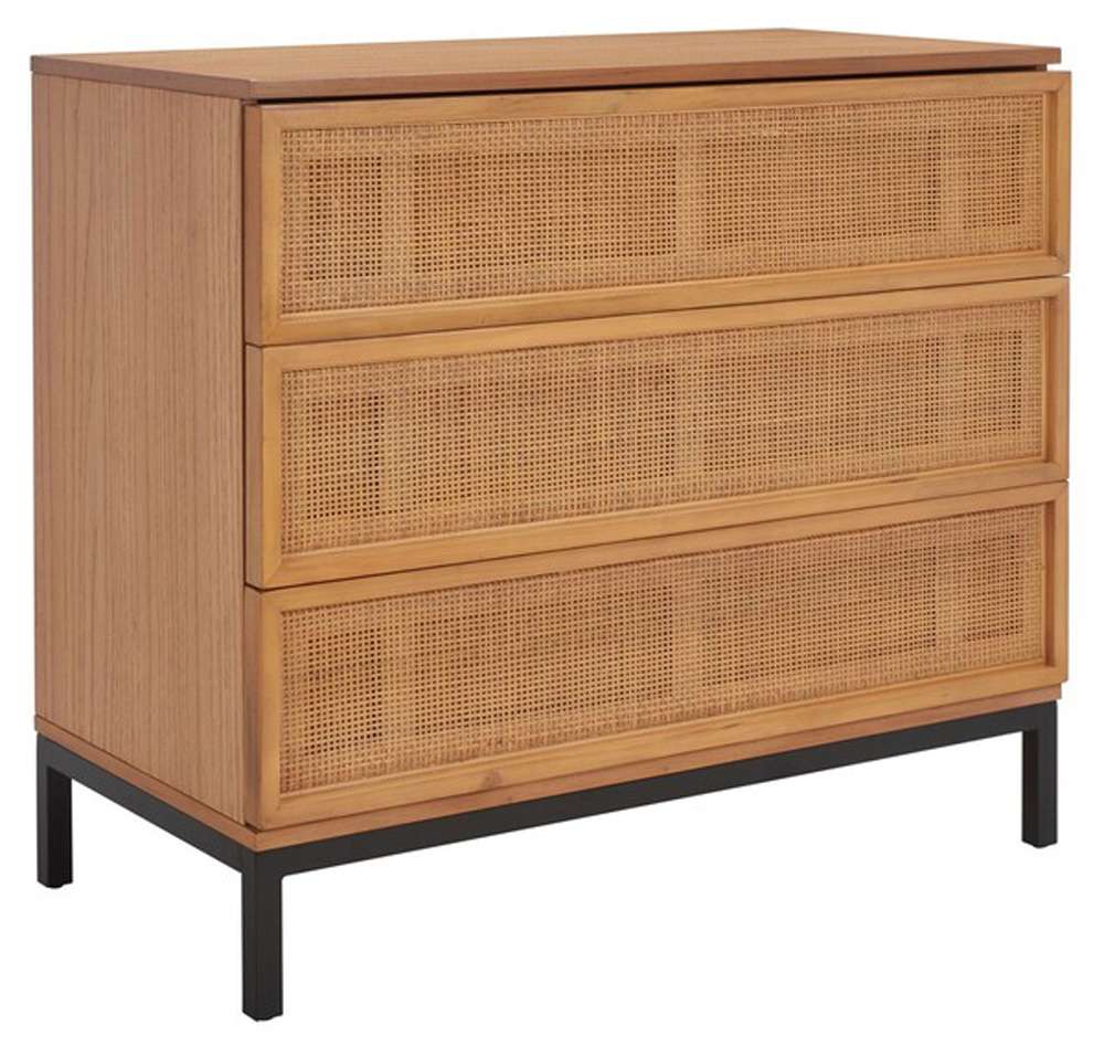 Safavieh - Zadie 3 Drawer Rattan Chest - Natural - Black - CHS5004C veiw 4