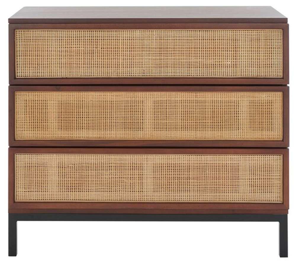 Safavieh - Zadie 3 Drawer Rattan Chest - Walnut - Natural - CHS5004F veiw 1