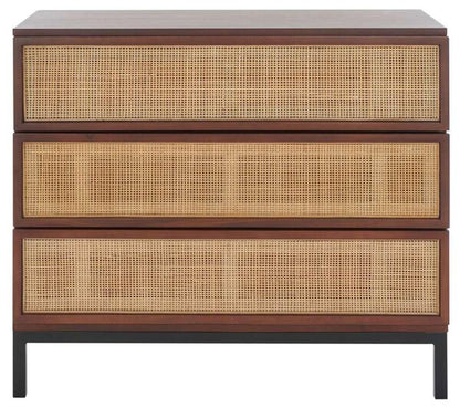 Safavieh - Zadie 3 Drawer Rattan Chest - Walnut - Natural - CHS5004F veiw 1