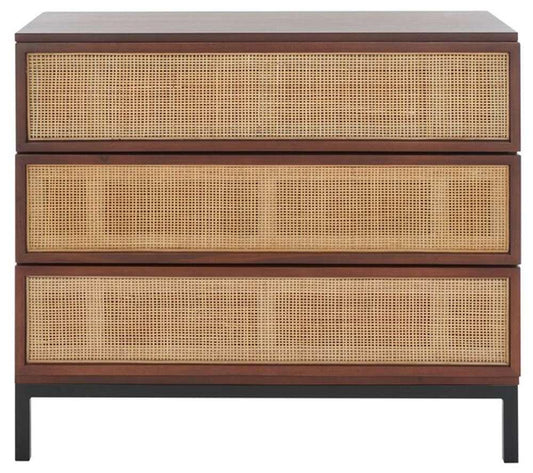 Safavieh - Zadie 3 Drawer Rattan Chest - Walnut - Natural - CHS5004F veiw 1
