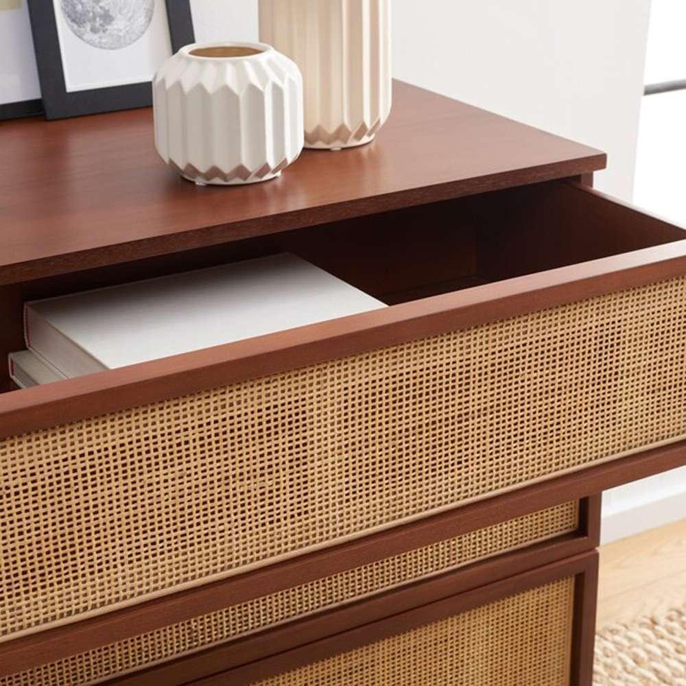 Safavieh - Zadie 3 Drawer Rattan Chest - Walnut - Natural - CHS5004F veiw 2