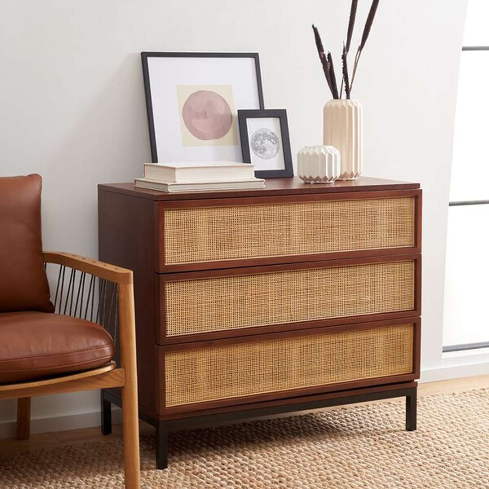 Safavieh - Zadie 3 Drawer Rattan Chest - Walnut - Natural - CHS5004F veiw 3