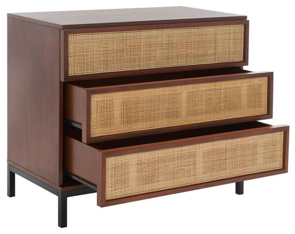 Safavieh - Zadie 3 Drawer Rattan Chest - Walnut - Natural - CHS5004F veiw 4