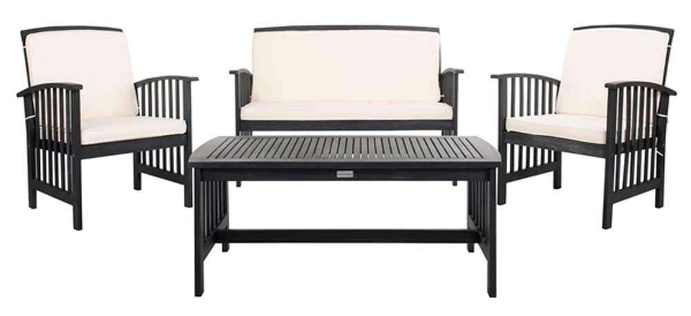 Safavieh - Rocklin 4 Pc Outdoor Set - Black - Beige - PAT7007E veiw 1