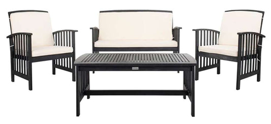 Safavieh - Rocklin 4 Pc Outdoor Set - Black - Beige - PAT7007E veiw 1