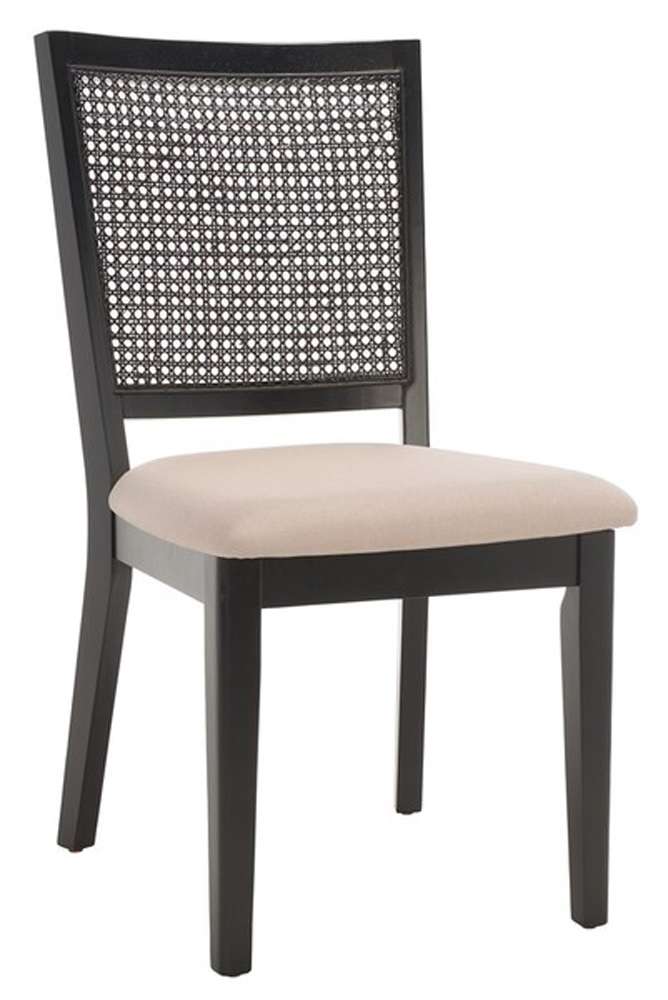 Safavieh - Margo Dining Chair - Black - Beige Fab-Black Rattan  (Set of 2) - DCH1012B-SET2 veiw 2