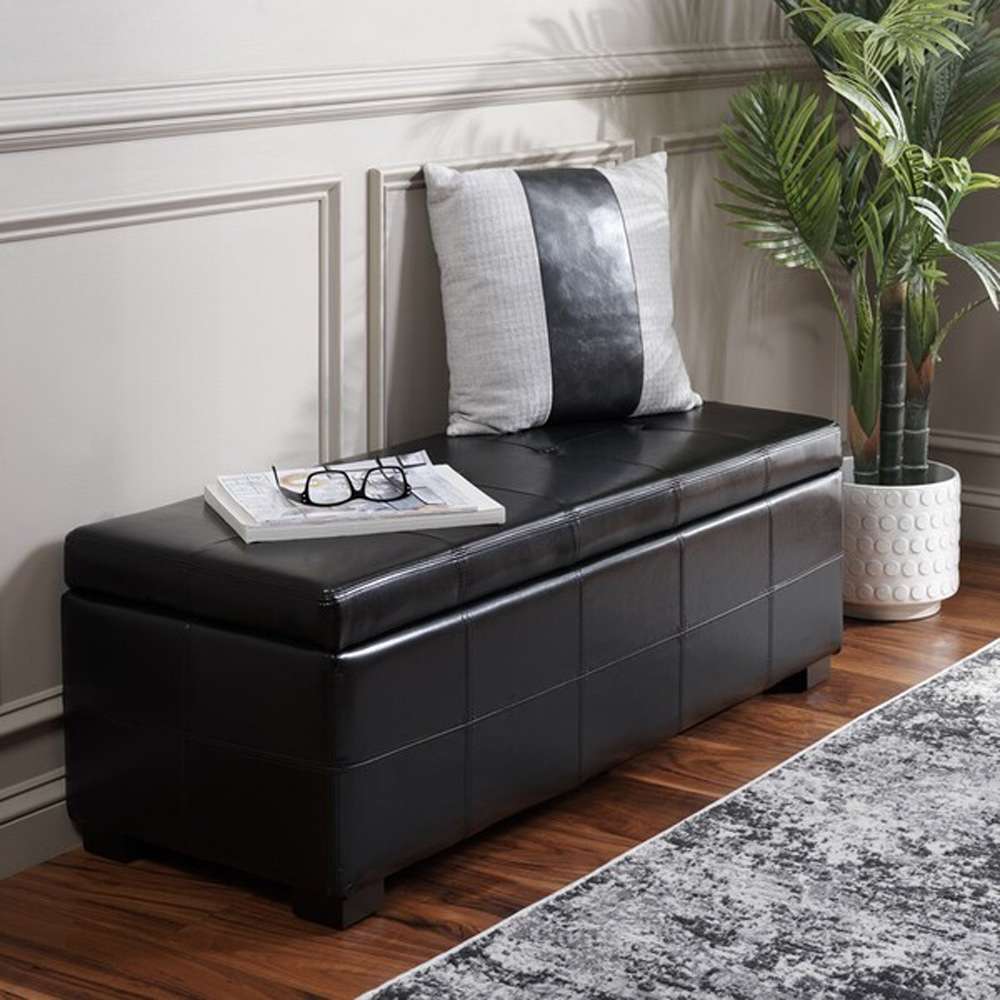 Safavieh - Maiden Lg Tufted Storage Bench - Black - HUD8229B veiw 2