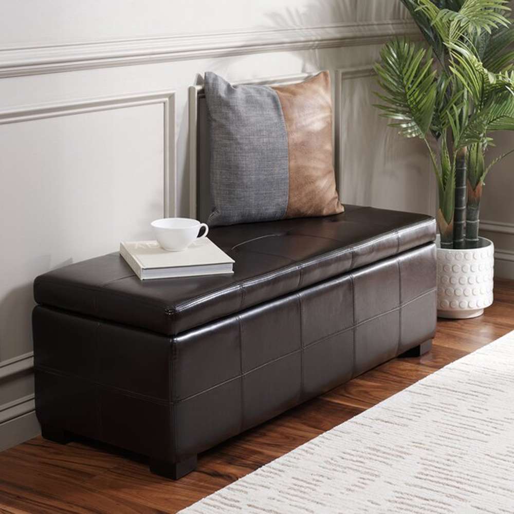 Safavieh - Maiden Lg Tufted Storage Bench - Brown - HUD8229A veiw 2