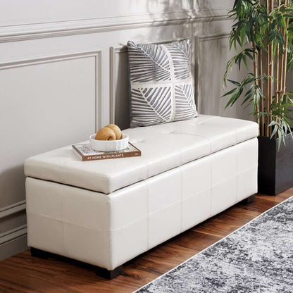 Safavieh - Maiden Lg Tufted Storage Bench - Flat Cream - HUD8229K veiw 2