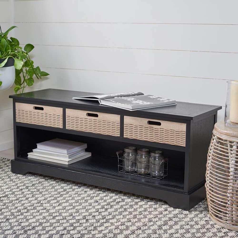 Safavieh - Landers 3Drw Storage Bench - Black - BCH5701B veiw 2