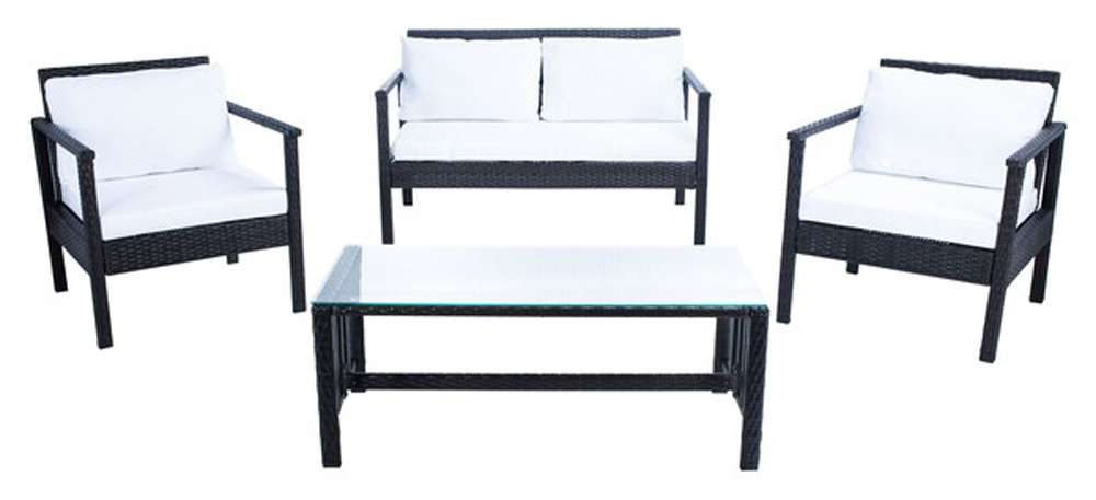 Safavieh - Garnen 4 Pc Living Set - Black - White - PAT7714A veiw 1